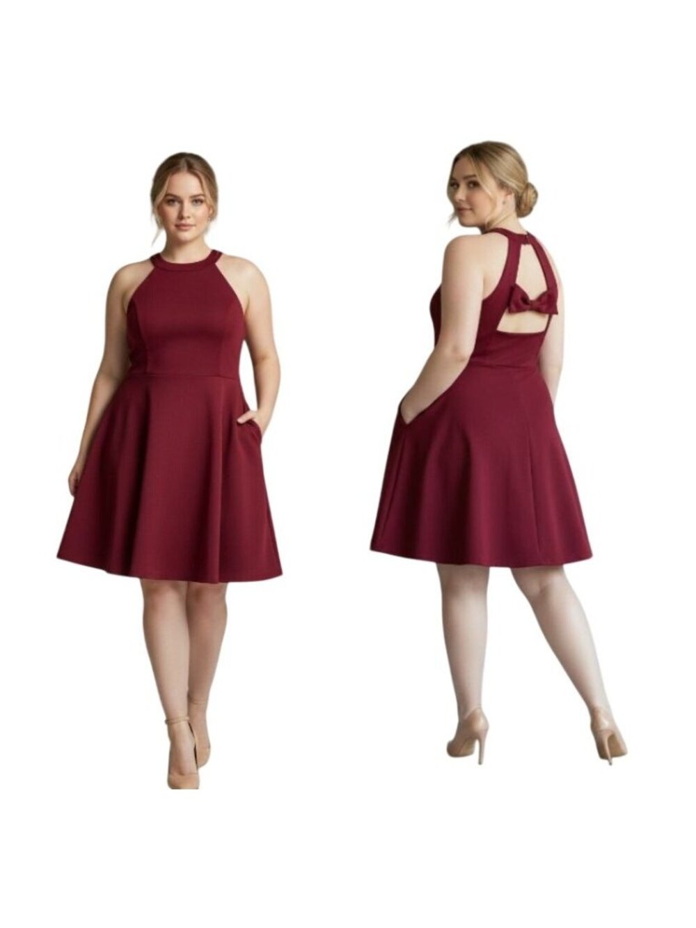 Speechless Plus Size Cutout Bow Back Fit & Flare Dress, New Magenta,